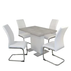 Betonoptik Säulentisch & Freischwinger - Gates (fünfteilig)