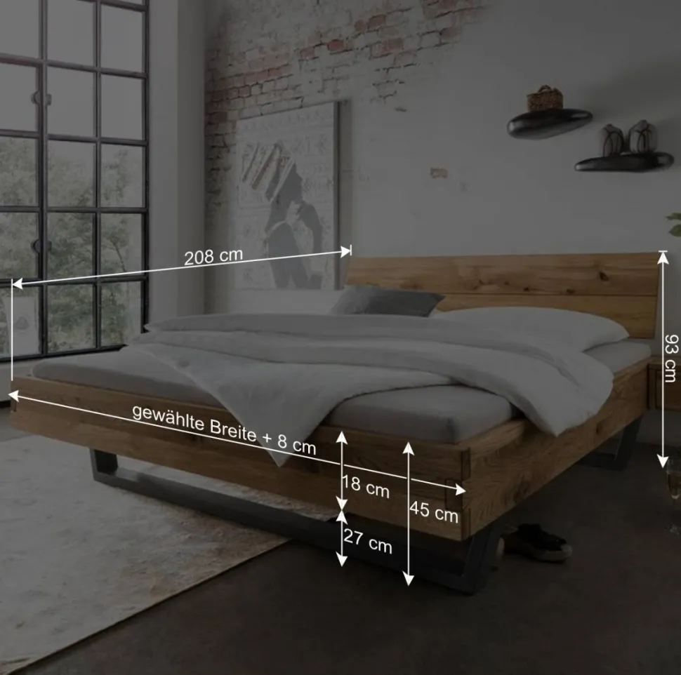 Bett & Nachtkommoden aus Wildeiche - Aryvano (dreiteilig)