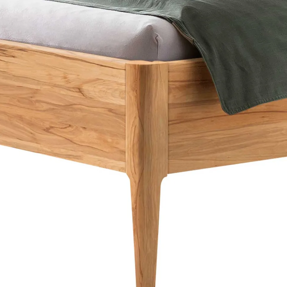 Bett aus Wildbuche massiv und Kunstleder - Padricio