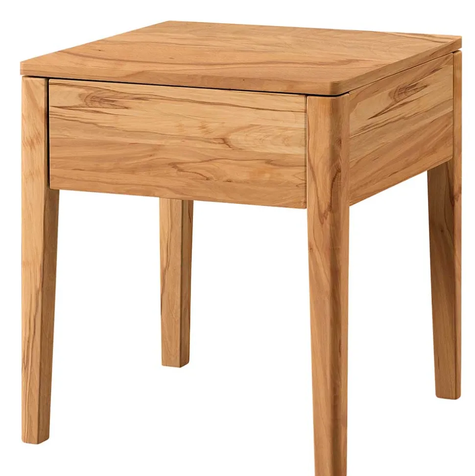 Bett aus Wildbuche massiv und Kunstleder - Padricio