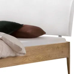 Bett aus Wildeiche Holz & Kunstleder - Vinessia