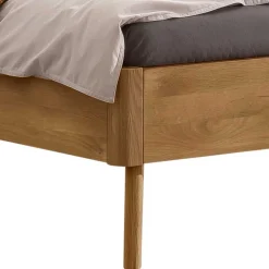 Bett aus Wildeiche mit Kunstleder - Cubus