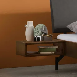 Bett in Nussbaum Braun & Anthrazit - Ayero (dreiteilig)