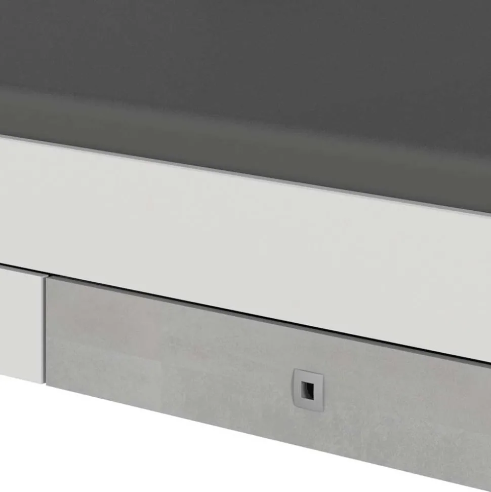 Bett in Weiß & Lichtgrau Beton Optik - Orsidio