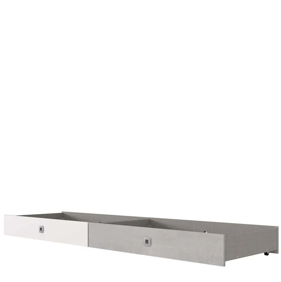 Bett in Weiß & Lichtgrau Beton Optik - Orsidio