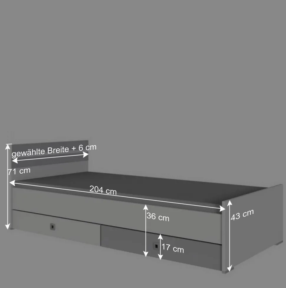 Bett in Weiß & Lichtgrau Beton Optik - Orsidio