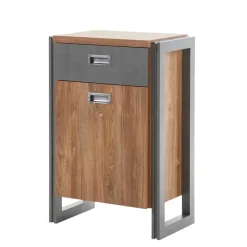 Bett Kommode im Eiche dunkel Dekor und Schwarz - Rompira