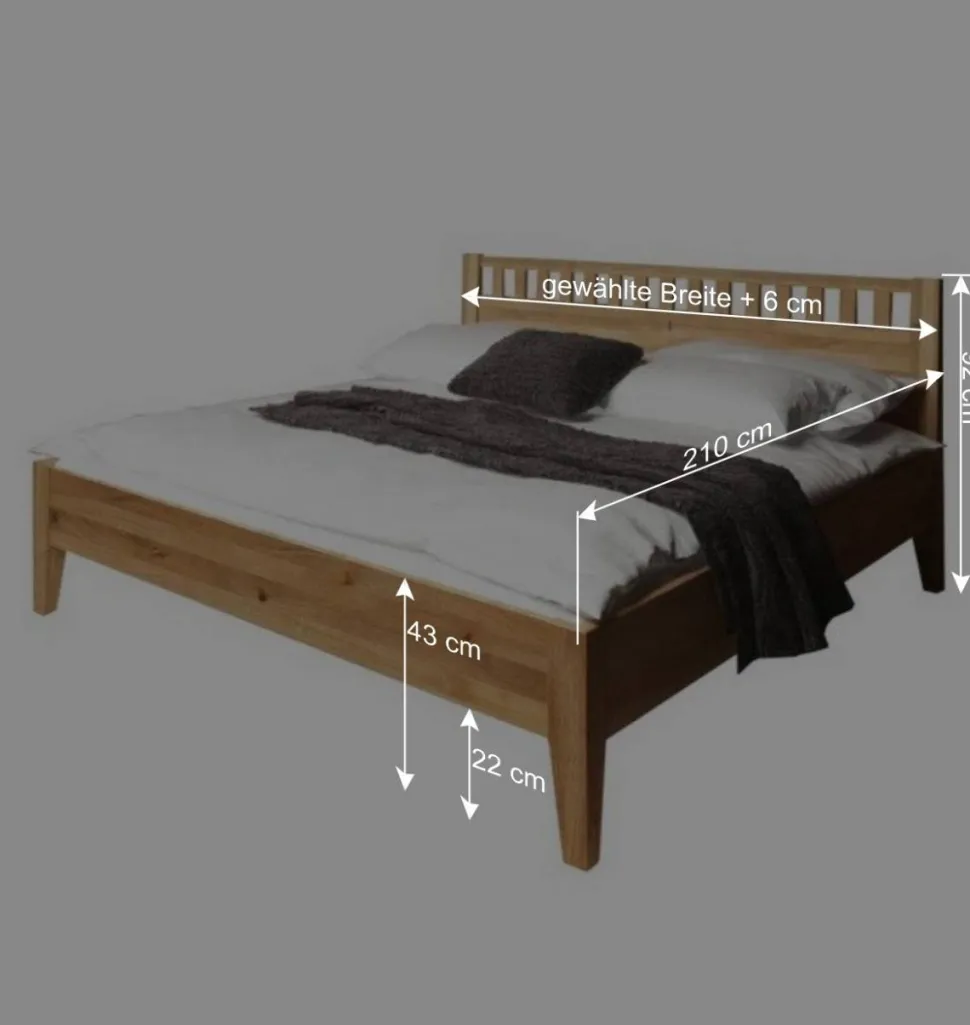 Bett Masdamos aus Wildeiche Massivholz