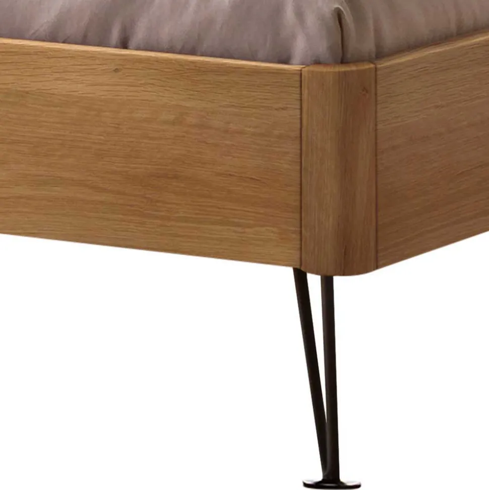 Bett mit Kopfteil gepolstert Kunstleder Anthrazit - Catrizia