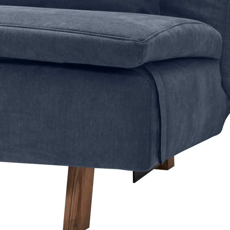 Bettcouch in Dunkelblau mit Eiche - Mattys