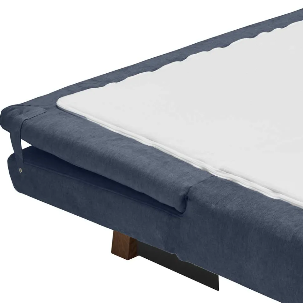 Bettcouch in Dunkelblau mit Eiche - Mattys