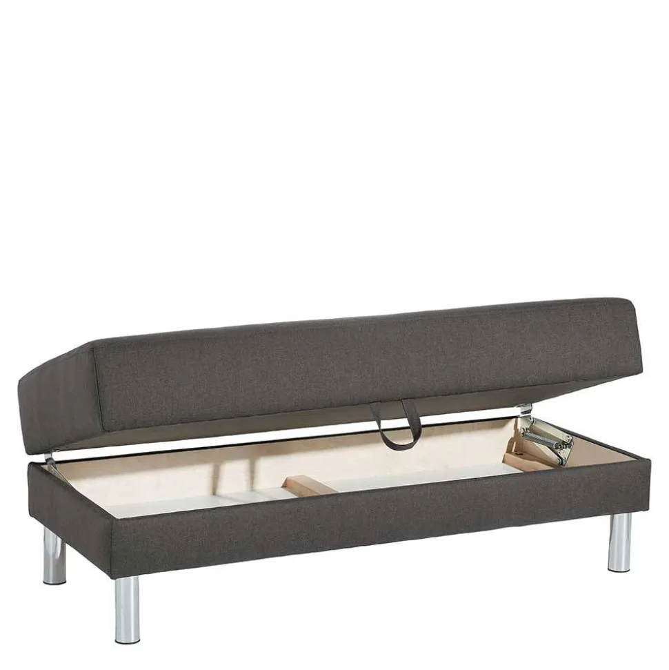 Bettfunktion Ecksofa in Anthrazit mit Chrom - Heavy (zweiteilig)