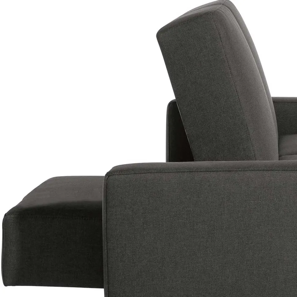 Bettfunktion Ecksofa in Anthrazit mit Chrom - Heavy (zweiteilig)
