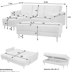 Bettfunktion Ecksofa in Anthrazit mit Chrom - Heavy (zweiteilig)