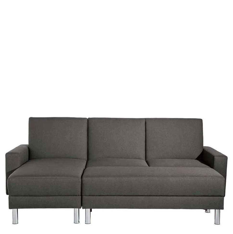 Bettfunktion Ecksofa in Anthrazit mit Chrom - Heavy (zweiteilig)