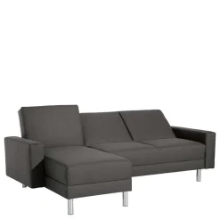 Bettfunktion Ecksofa in Anthrazit mit Chrom - Heavy (zweiteilig)