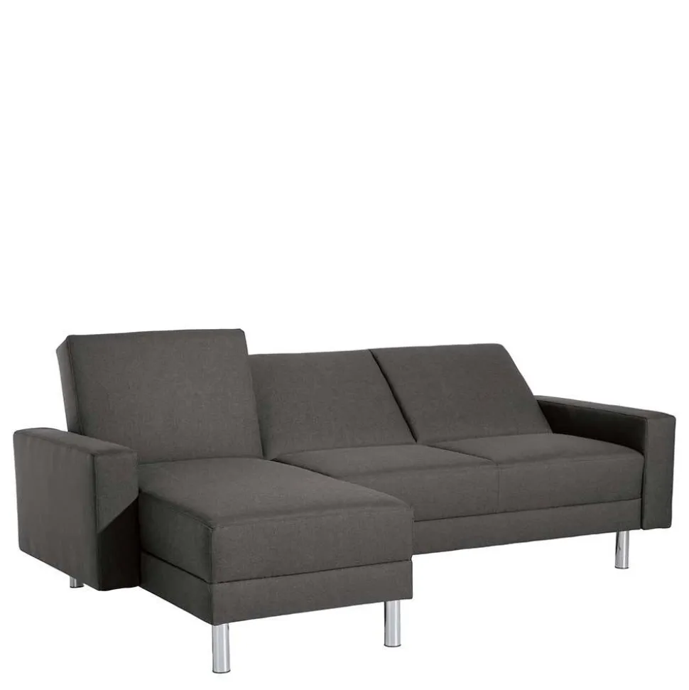 Bettfunktion Ecksofa in Anthrazit mit Chrom - Heavy (zweiteilig)