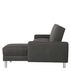 Bettfunktion Ecksofa in Anthrazit mit Chrom - Heavy (zweiteilig)