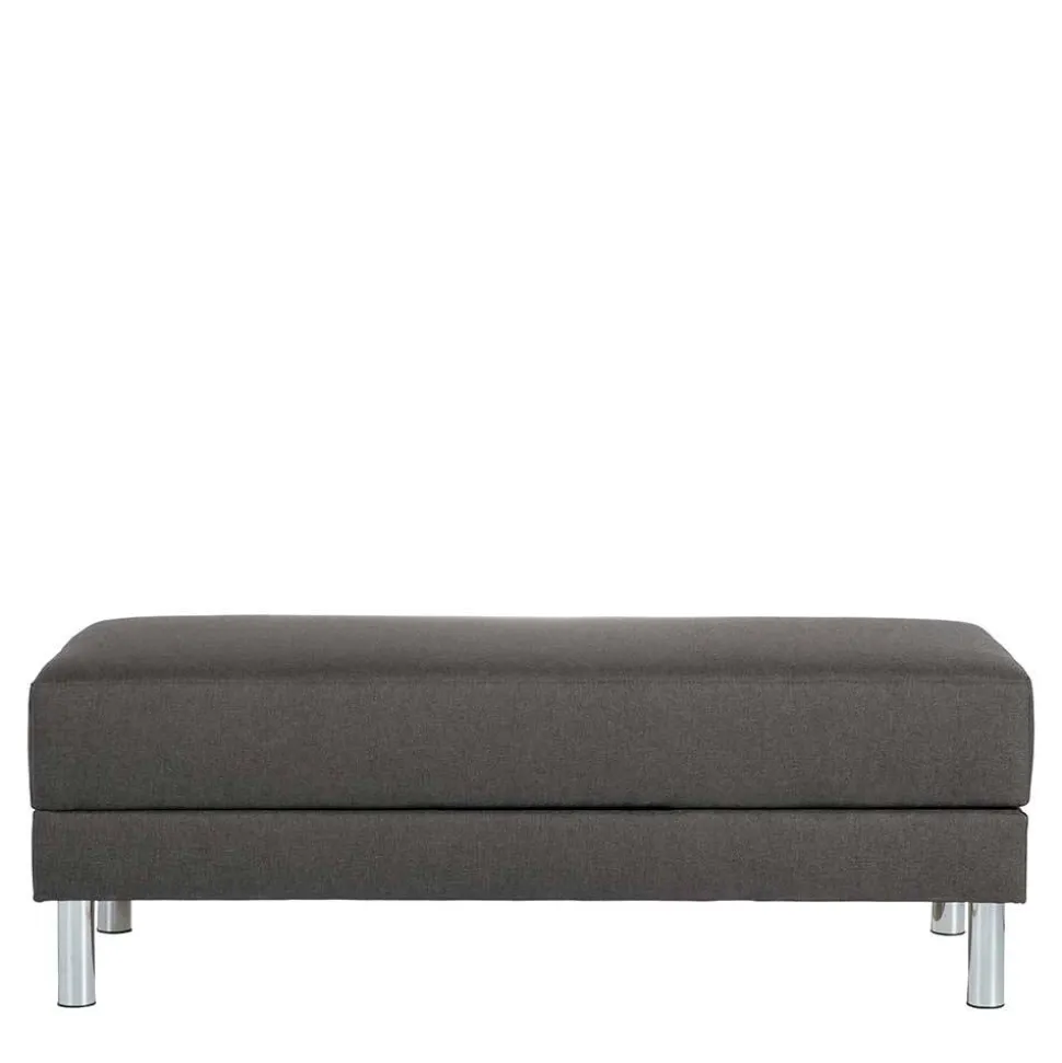 Bettfunktion Ecksofa in Anthrazit mit Chrom - Heavy (zweiteilig)