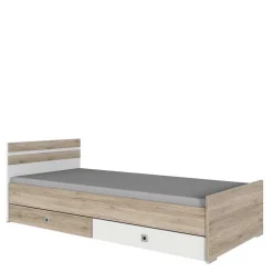 Bettgestell in Eiche San Remo Dekor & Weiß - Abrud