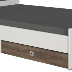 Bettgestell in Holz verwittert Eiche Dekor - Liesca