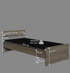 Bettgestell in Holzoptik Eiche San Remo - Folio