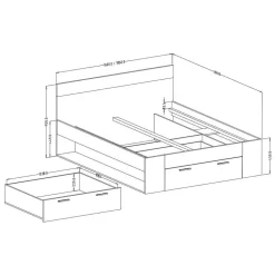 Bettgestell mit Schublade in Eiche Dunkel - Sivarin