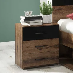 Bettgestell mit Schublade in Eiche Dunkel - Sivarin