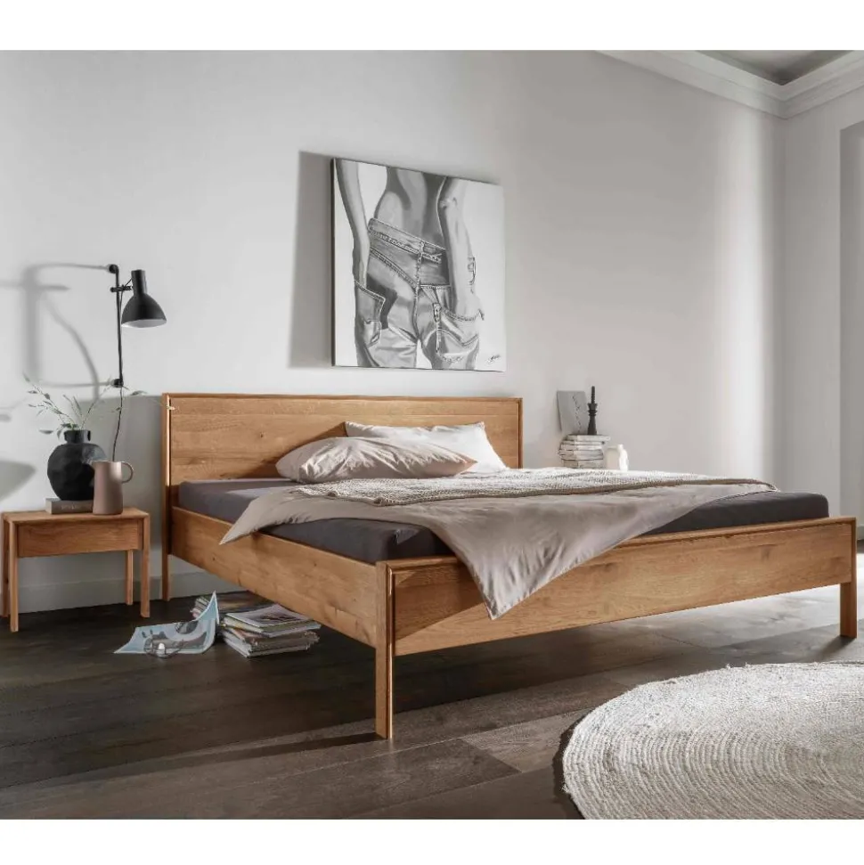 Bettgestell und Nachtkommoden aus Holz - Waving (dreiteilig)