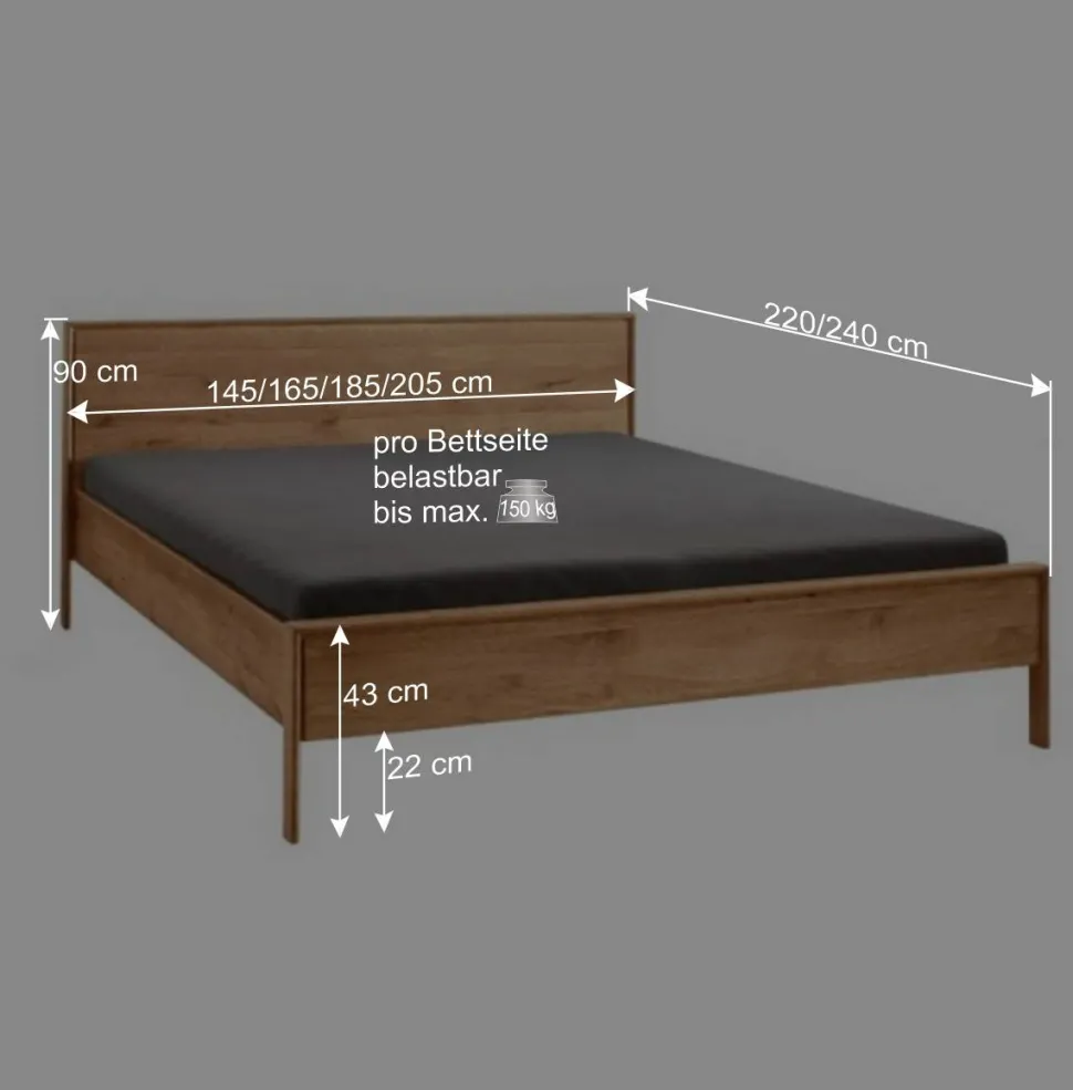 Bettgestell und Nachtkommoden aus Holz - Waving (dreiteilig)