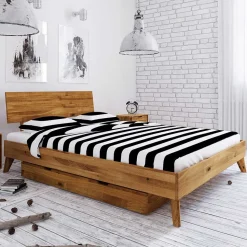 Bettkasten Einzelbett aus Wildeiche Holz - Eavy II