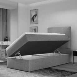 Bettkasten Polsterbett in Hellbraun Samt - Adakras