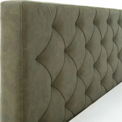 Bettkasten Polsterbett in Oliv Grün & Chrom - Weyna