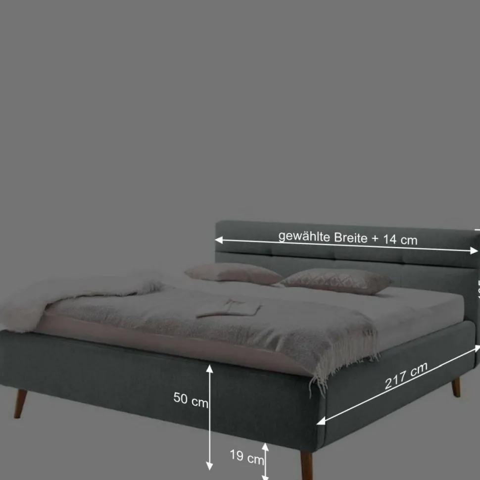 Bettkasten Polsterbett in Beige & Eiche - Stroy