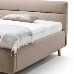 Bettkasten Polsterbett in Beige & Eiche - Stroy