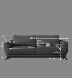 Bettsofa in Grau Stoff in Vintage Optik - Salcina