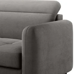 Bettsofa L-Couch in Grau Samtbezug - Lionel