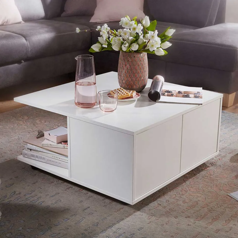 Beweglicher Wohnzimmer Couchtisch in Weiß - Kyras