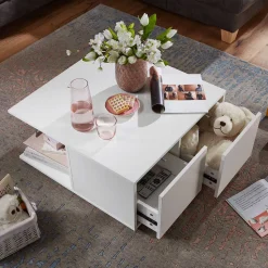 Beweglicher Wohnzimmer Couchtisch in Weiß - Kyras