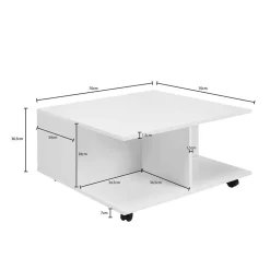 Beweglicher Wohnzimmer Couchtisch in Weiß - Kyras