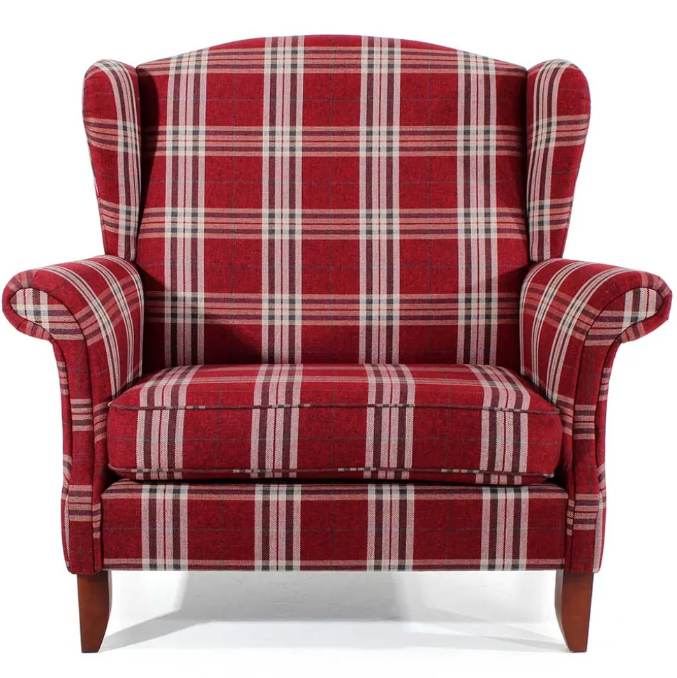 Big Ohrensessel in Rot kariert - Matieu