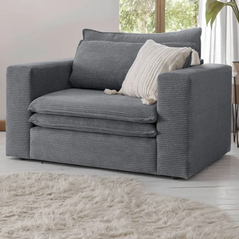 Big Sessel aus Cord in Anthrazit - Ruffos