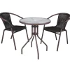 Bistro Sitzgruppe mit Glastisch - Justina (dreiteilig)