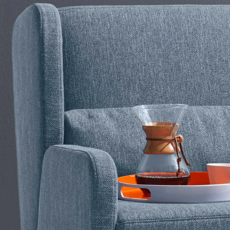 Blaue Bettcouch mit Rücken Klappmechanik - Arenz