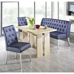 Blaue Polsterbank & Stühle mit Tisch - Lumbia (vierteilig)