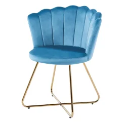 Blaue Samtstühle mit Muschel Design Lehne - Candelcero (2er Set)