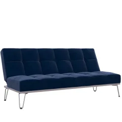 Blaue Schlafcouch mit Samt Bezug - Otrando