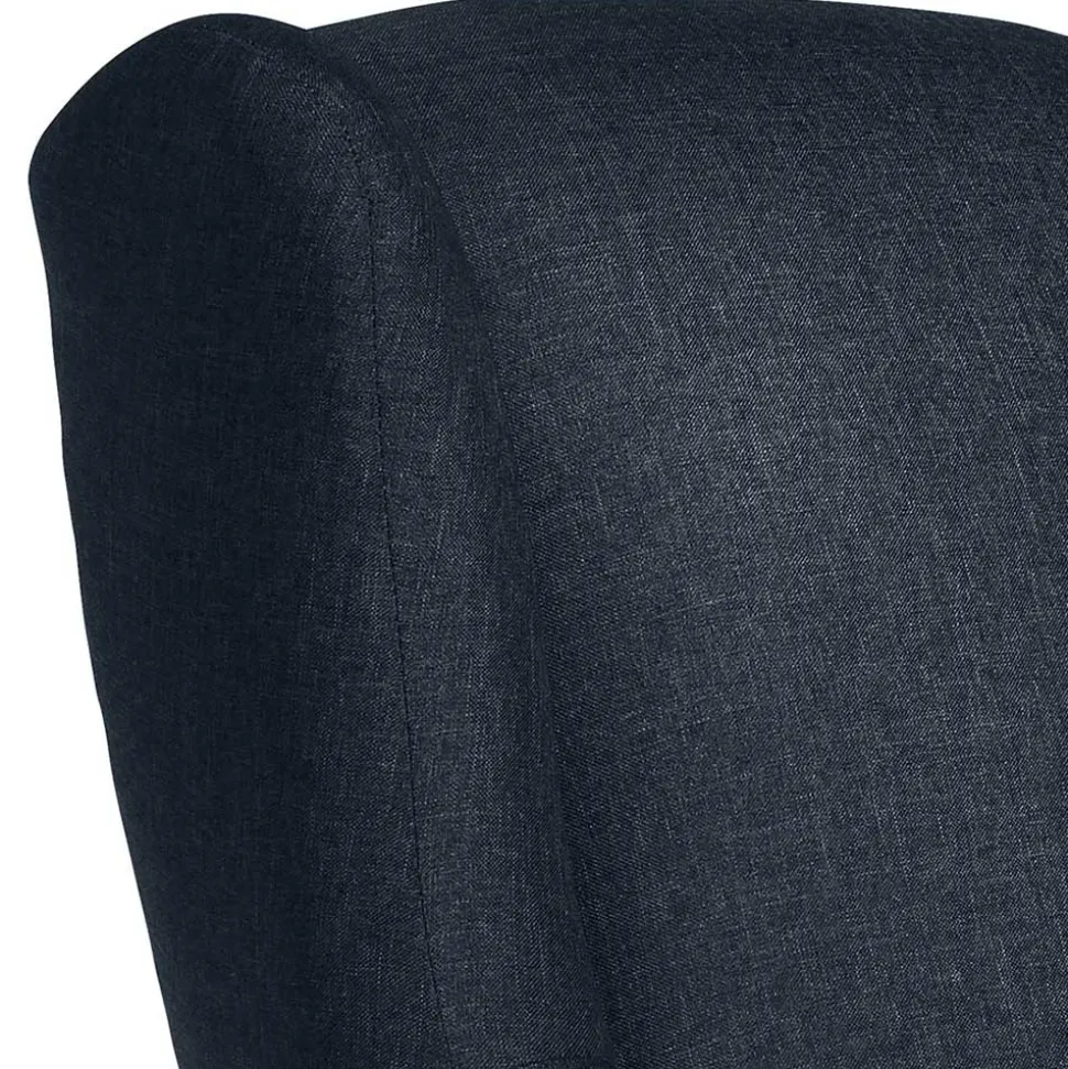 Blauer Ohrensessel mit Buche Beinen - Mag