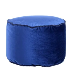 Blauer Samt Pouf in runder Form - Briotova