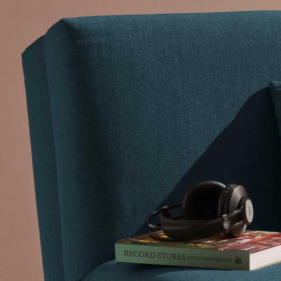 Blauer Schlafsessel mit Flachgewebe Stoffbezug - Tirenaso